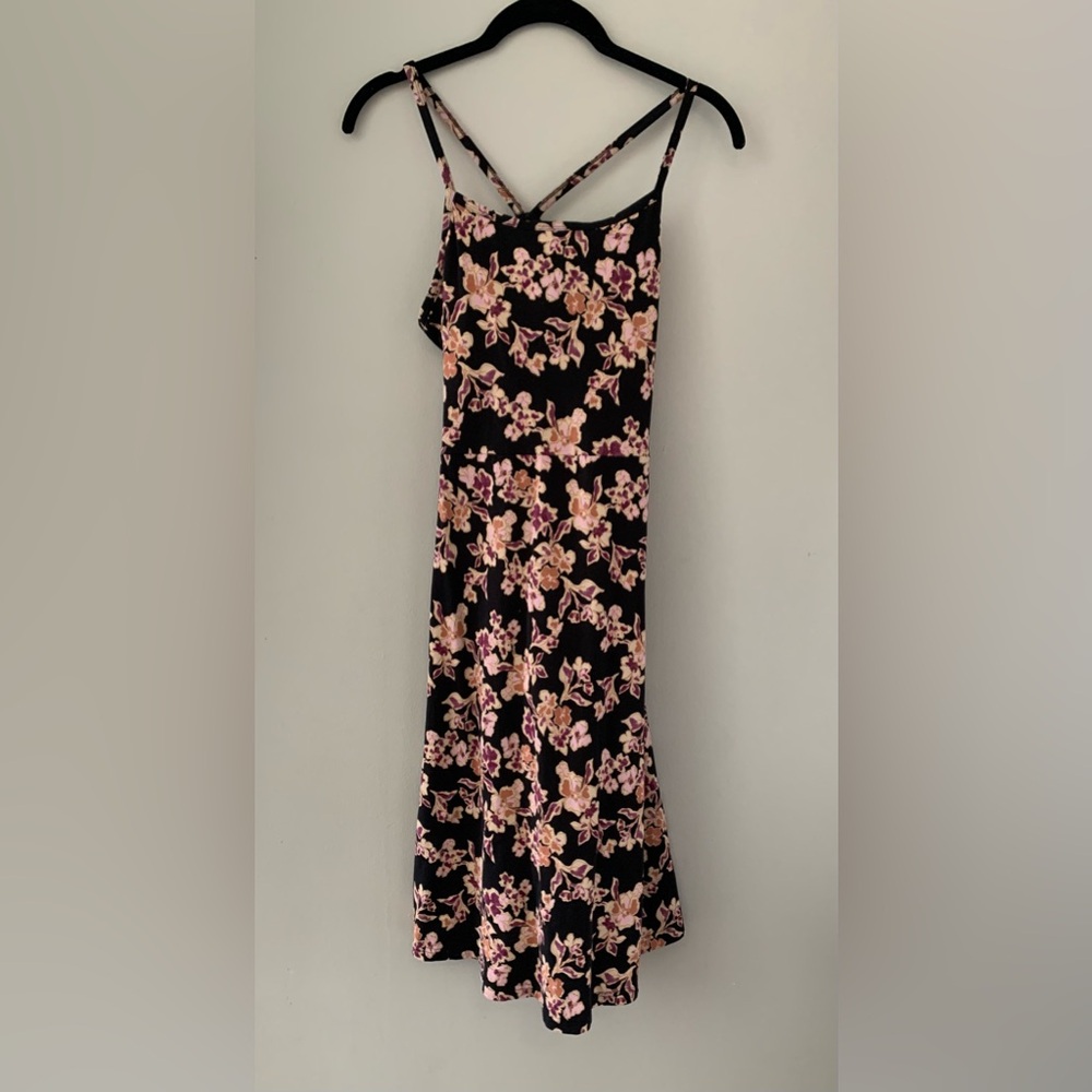 Pact Black Dress with Pink Floral Design